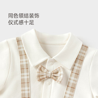 babylove婴儿连体衣春秋纯棉假两件男宝宝哈衣爬服绅士英伦风礼服春装 维希格调 90cm