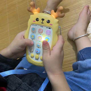 薇欧漫婴儿手机模型 硅胶 可咬婴儿玩具宝宝可咬牙胶机幼儿音乐充 小鹿可咬手机（维尔粉）牙胶四件 充电版挂绳
