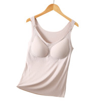 佑孕免穿文胸背心薄款哺乳吊带产后内搭喂奶打底衣舒适透气春夏季 浅卡其 2XL（适合130-150斤左右）