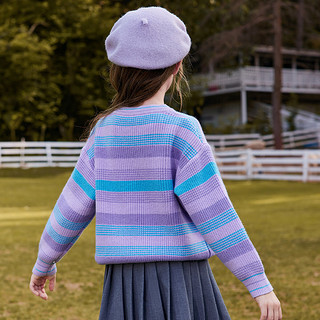 森林与孩子【福利】女童毛衣2023冬中大童波浪条纹保暖毛衣套头针织衫 紫色 1