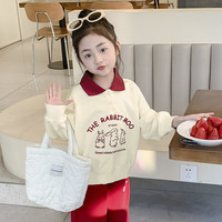 童森童马（tongsentongma）女童卫衣春秋2024新款韩版女宝宝洋气polo领春季美式上衣儿童春装