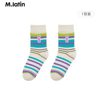 M.Latin/马拉丁童装儿童袜子24夏女大童精梳棉亲肤条纹提花中筒袜 紫色条 100