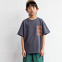 mipo儿童短袖男亲子装女童夏装T恤童装 礁岛灰 120cm