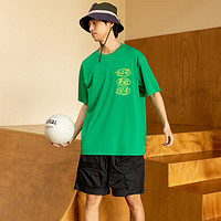 mipo儿童短袖男亲子装女童夏装T恤童装 苔藓绿 120cm