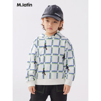 M.Latin/马拉丁童装儿童卫衣23年冬男大童印花连帽卫衣 花白色 140cm