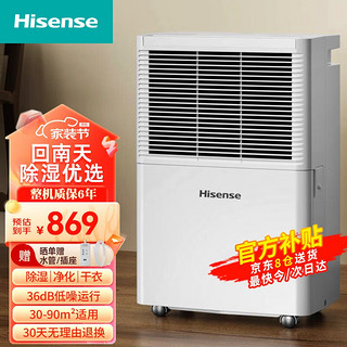 Hisense 海信 除湿机大面积90平抽湿机 别墅吸湿器 地下室工业去湿防潮除湿器 20L/天 （适用30-90平）