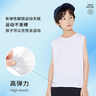 JEANSWEST SPORT真维斯集团儿童套装男童夏季薄款纯棉运动外穿透气背心坎肩短裤 白 J勇敢蓝+黑 蓝白S 100