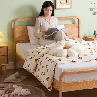 原始原素实木床北欧橡木床现代简约卧室波尔多床B款1.2米