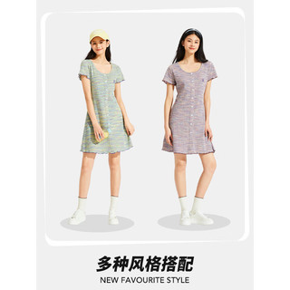 热风 hotwind2024年夏季新款女士条纹针织裙 11紫色 S