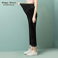 Happy House 快乐屋 孕妇直筒裤长款2024春季新款韩国丝绒弹力高腰托腹宽松长裤