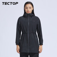 探拓(TECTOP)户外风衣女款2024春秋薄款透气中长款弹力休闲运动防风上衣外套女
