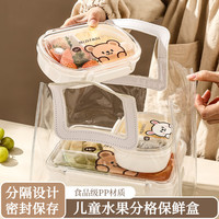 沃德百惠（WORTHBUY）卡通保鲜盒饭盒分格微波炉加热餐盒分格食品级冰箱塑料密封盒餐盒 达达狮 490ml