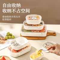 沃德百惠（WORTHBUY）卡通保鲜盒饭盒分格微波炉加热餐盒分格食品级冰箱塑料密封盒餐盒 达达狮小号+大号 1.3L