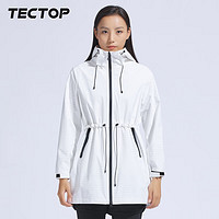 探拓（TECTOP）户外风衣女款2024春秋薄款透气中长款弹力休闲运动防风上衣外套女 纯净白 XL