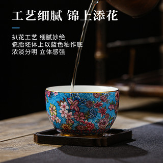 景德镇 官方陶瓷描金扒花主人杯家用功夫茶具个人专用釉上白瓷茶杯