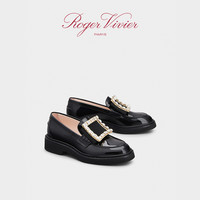 【12期免息】Roger Vivier/RV女鞋Viv Rangers厚底钻扣通勤乐福鞋 黑色 39.5