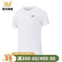 361° 361度运动t恤男2024夏季新款常规舒适上衣圆领短T恤 本白 XS