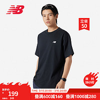 new balance 官方T恤男款24新款运动跑步休闲百搭纯色打底圆领短袖上衣 BK MT41509 L