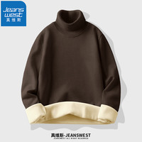 真维斯针织衫高领加绒毛衣加厚保暖衣服加大码胖子可穿 咖啡 M(100斤-110斤左右)