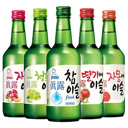 真露 韩国进口真露竹炭酒原味烧酒李子草莓果味360ml*20瓶组合装整箱