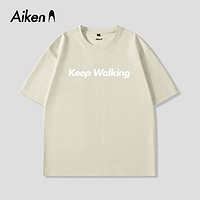 AiKEN 爱肯 白色短袖t恤  卡其#Kkeep白 5XL