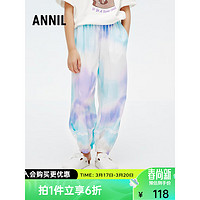 Annil 安奈儿 童装女童全腰梭织单裤2024夏 蓝紫花 140cm