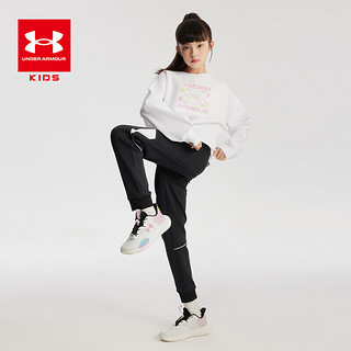 安德玛（Under Armour）女童圆领套头卫衣2024年儿童宽松运动百搭卫衣女大童上衣童装 白 白色 150cm