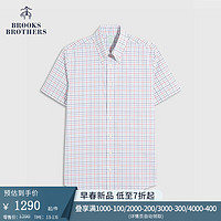 布克兄弟（BrooksBrothers）男士24早春新款修身版Supima棉免烫短袖正装衬衫 9003-红蓝格纹 1