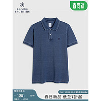 布克兄弟（BrooksBrothers）男士24早春两粒扣复古翻领短袖Polo衫 4003-深蓝色 M