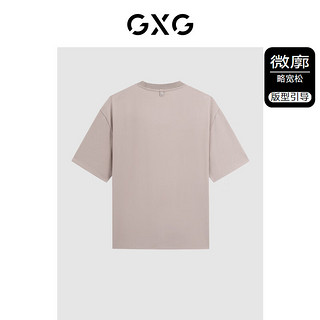 GXG男装 多色图案绣花短袖T恤 24年夏季G24X442026 卡其色 165/S