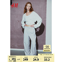 H&M女装西裤春季气质通勤舒适时尚休闲斜纹布高腰直筒长裤1107363 浅灰色 160/72A S