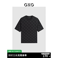 GXG 男装 2024年夏季多色休闲潮流满印圆领短袖t恤男 黑色 170/M