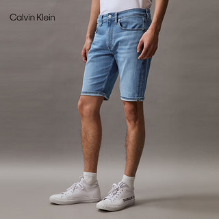 Calvin Klein Jeans24春夏男士经典标牌水洗微弹休闲牛仔短裤J325334 1AA-牛仔浅蓝 36