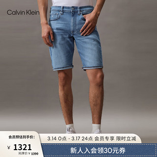 Calvin Klein Jeans24春夏男士经典标牌水洗微弹休闲牛仔短裤J325334 1AA-牛仔浅蓝 36