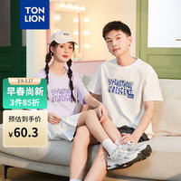 唐狮 TONLION2024夏季字母印花圆领短袖T恤 女款/浅紫 S