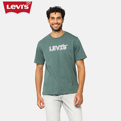 Levi's 李维斯 24春季男士休闲LOGO印花短袖T恤宽松潮流百搭 绿色 16143-1344 L