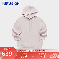 FILA FUSION斐乐潮牌女子针织连帽上衣2024春季新款时尚纯棉卫衣 桃妖妖粉-PK 1