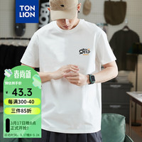 唐狮 TONLION短袖T恤男24夏装新款男文字印花圆领半袖宽松