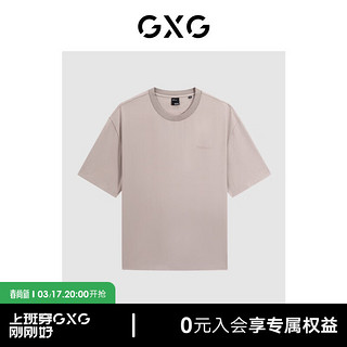 GXG男装 多色图案绣花短袖T恤 24年夏季G24X442026 卡其色 175/L