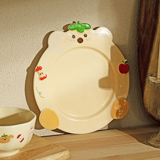 摩登主妇动物派对餐具异形盘子菜盘家用陶瓷卡通盘餐盘 动物派对小熊异型盘 8.2英寸