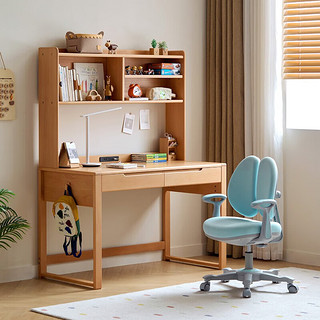 林氏家居林氏办公家用实木学习桌椅套装可升降写字桌书柜一体 1V-A 0.9m书桌+W6-A儿童学习椅