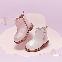 戴维贝拉 童鞋2021秋季新款儿童靴子婴儿女宝宝洋气学步鞋子休闲鞋 粉色 24（鞋内长15.5cm）