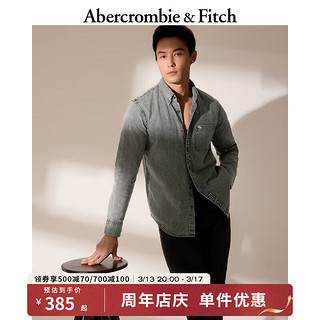 Abercrombie & Fitch 男装 24春夏美式复古休闲外套小麋鹿牛仔布衬衫356812-1 浅灰色 XL (180/116A)