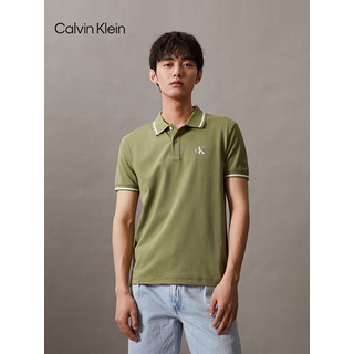 Calvin Klein Jeans24春夏男士撞色镶边短袖POLO衫J325370 L9N-迷迭香绿 XL