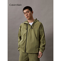 Calvin Klein Jeans24春夏男士简约印花可收纳户外运动连帽外套J325382 L9N-迷迭香绿 XL