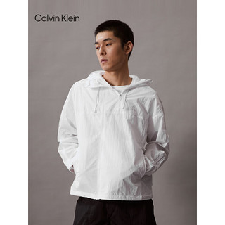 Calvin Klein Jeans24春夏男士简约印花可收纳户外运动连帽外套J325382 YAF-月光白 L