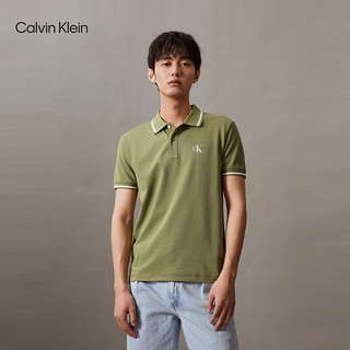 Calvin Klein Jeans24春夏男士撞色镶边短袖POLO衫J325370 L9N-迷迭香绿 L