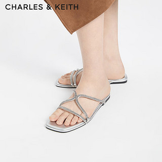 CHARLES&KEITH24春季新品法式凉鞋细条带平底拖鞋女CK1-70381037