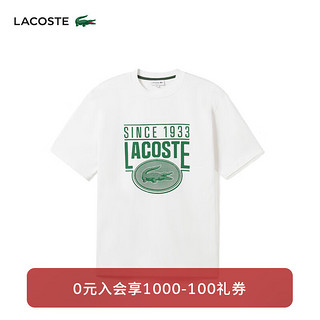 LACOSTE法国鳄鱼男装24春季宽松休闲短袖T恤TH7315 001/白色 3/170