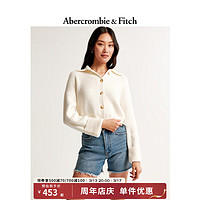 ABERCROMBIE & FITCH女装 24春美式时尚休闲洋气毛衣翻领气质针织衫KI150-4134 奶油白 XXS (160/80A)